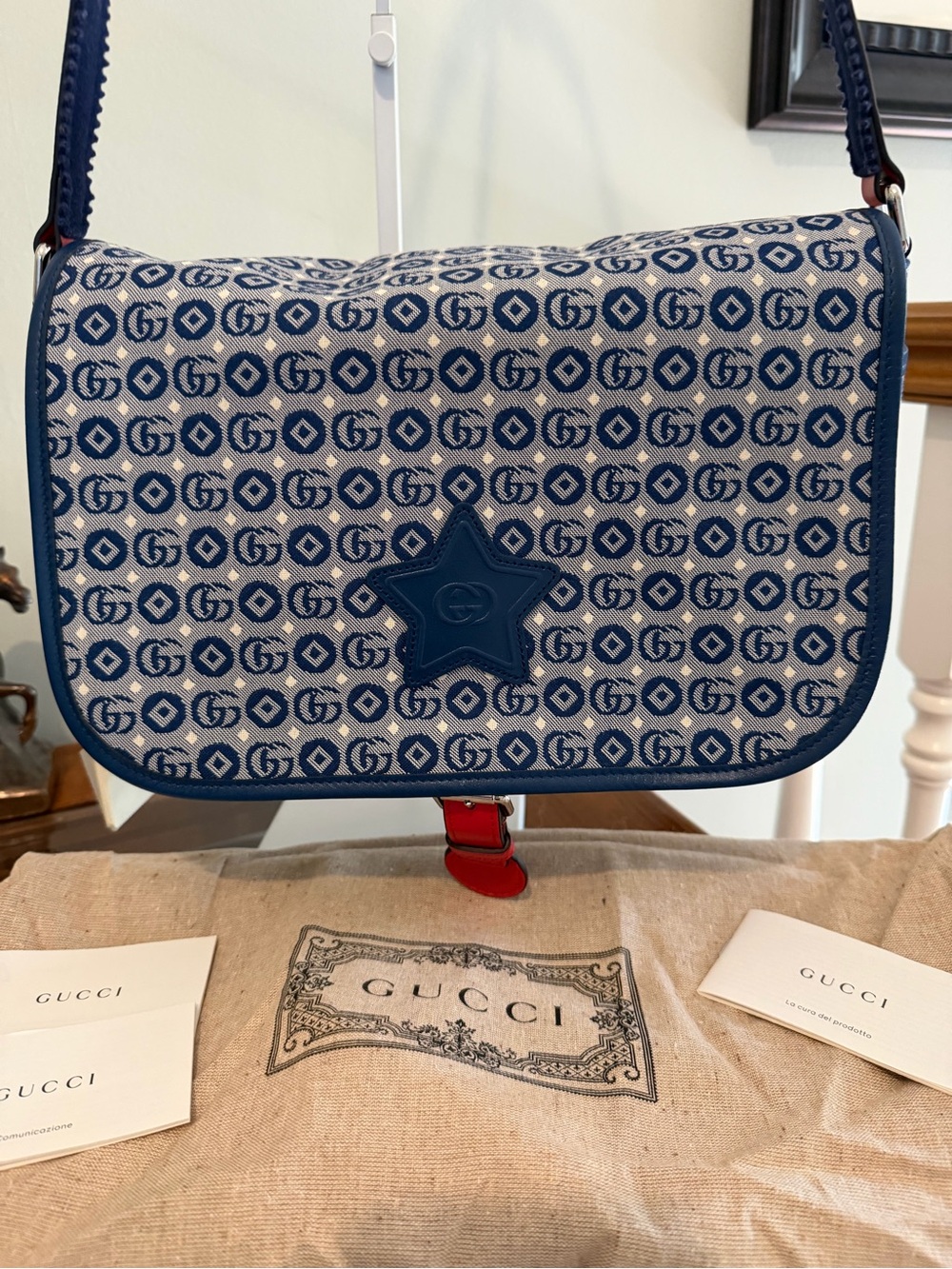 Gucci Double G Geometic Jacquard Star Messenger Shoulder Bag 664143 - Picture 2 of 9